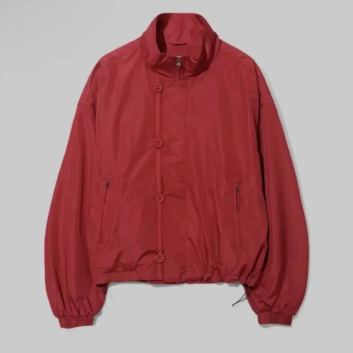 [BUNJANG] Second Monologue Button Placket Nylon Half Coat Jacket (Red, L) / [새상품] 세컨모놀로그 버튼 플라켓 나일론 하프 코트 자켓 레드 L
