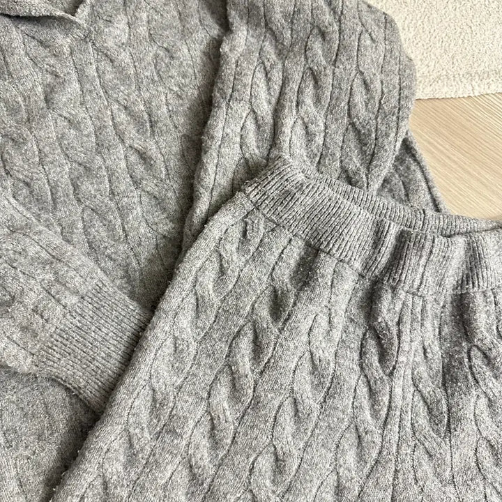 [BUNJANG] Knit Shorts Set Grey / 니트 반바지 셋업 세트 그레이