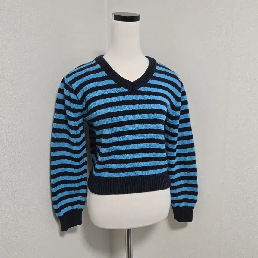 [BUNJANG] Dearlist Striped Crop Knit Top / 디어리스트 스트라이프 크롭 니트 / 여자 니트/여성 니트