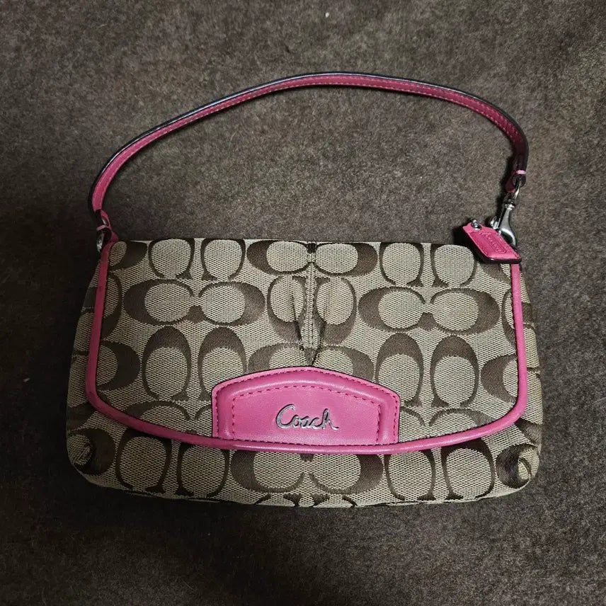 [BUNJANG] Coach Signature Pink Micro Shoulder Bag / 코치 시그니처 핑크 미니 숄더백 (마이크로)
