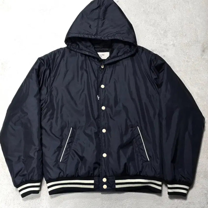 [BUNJANG] Celine Nylon Varsity Hoodie Jacket / Celine 셀린느 백로고 나일론 바시티 후드 자켓