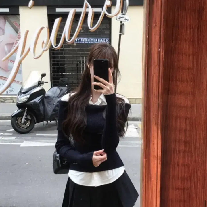 [BUNJANG] Labellblanc Layered Knit / 라벨르블랑 뮤즈 레이어드 니트