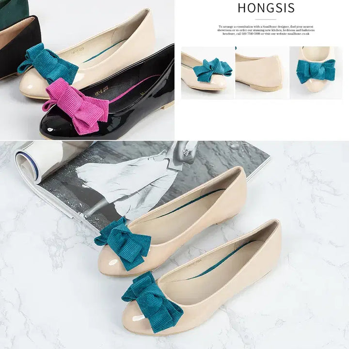 [BUNJANG] Ribbon Flat Shoes (5 Pairs Bundle) / [새상품] 리본플랫 5종 블랙+베이지 에나멜 페이턴트 플랫슈즈