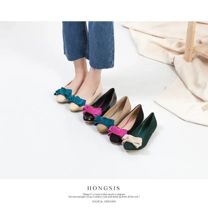 [BUNJANG] Ribbon Flat Shoes (5 Pairs Bundle) / [새상품] 리본플랫 5종 블랙+베이지 에나멜 페이턴트 플랫슈즈