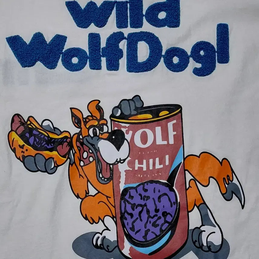 [BUNJANG] SHEENA Wild WolfDog Chenille Embroidered T-shirt / (M) SHEENA 레트로 팝 늑대 입체자수 티셔츠