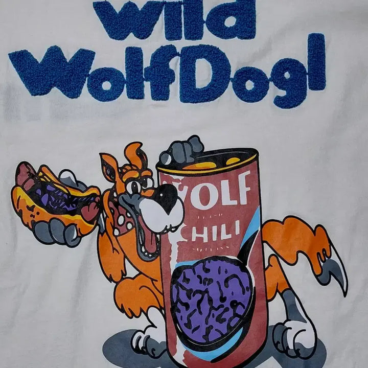 [BUNJANG] SHEENA Wild WolfDog Chenille Embroidered T-shirt / (M) SHEENA 레트로 팝 늑대 입체자수 티셔츠