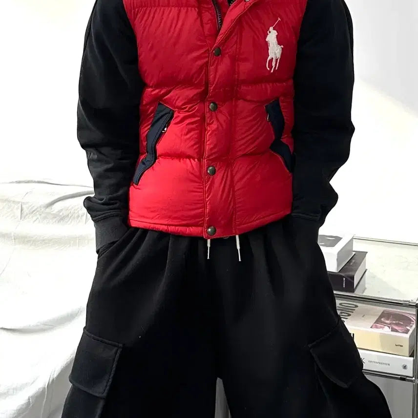 [BUNJANG] Polo Ralph Lauren Big Pony Red Padded Vest S / 폴로 랄프로렌 빅포니 레드 패딩 조끼 S