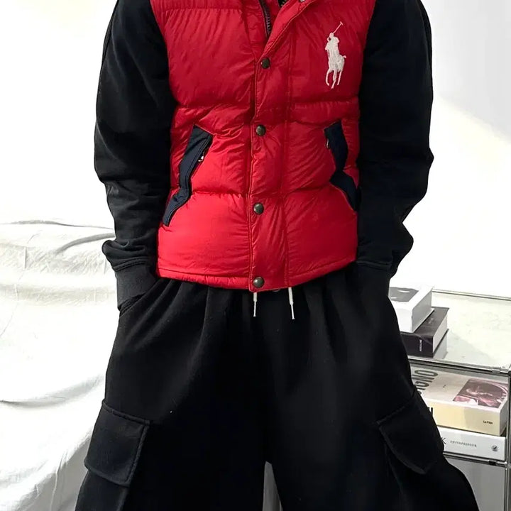 [BUNJANG] Polo Ralph Lauren Big Pony Red Padded Vest S / 폴로 랄프로렌 빅포니 레드 패딩 조끼 S
