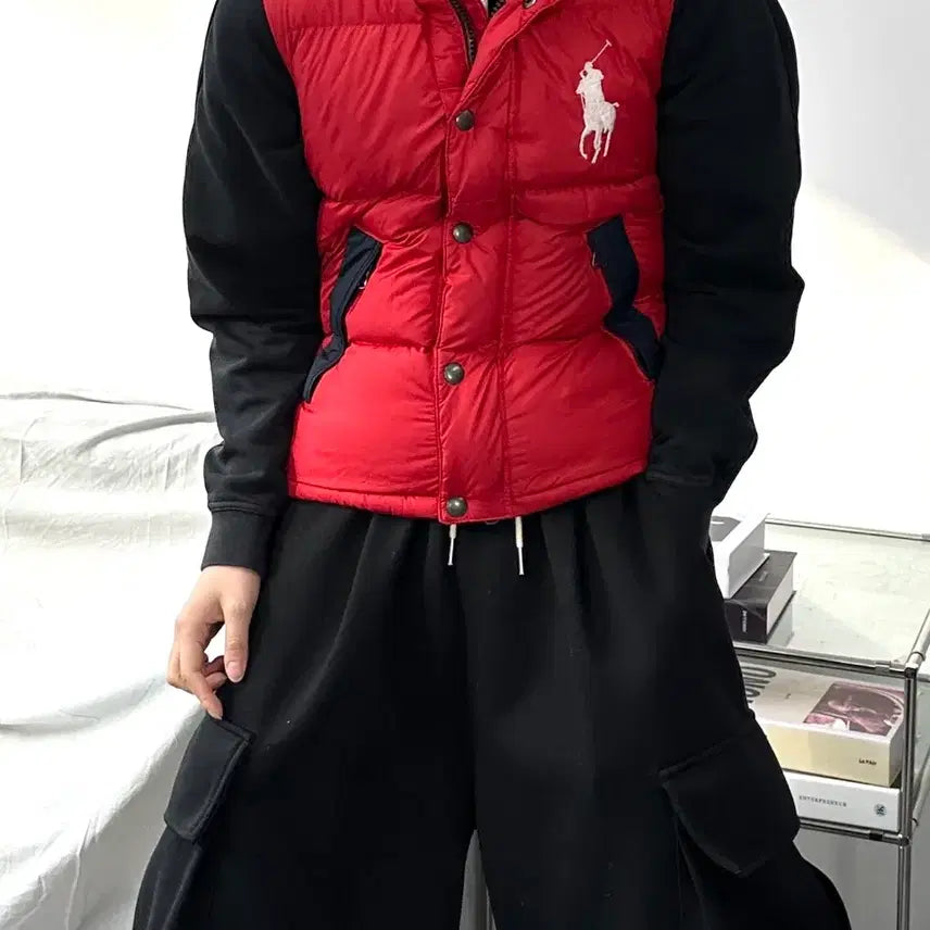 [BUNJANG] Polo Ralph Lauren Big Pony Red Padded Vest S / 폴로 랄프로렌 빅포니 레드 패딩 조끼 S