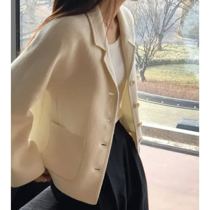 [BUNJANG] BR Brunch &amp; Louise Collar Single Tweed Wool Jacket / BR 브런치 로지 카라 싱글트위트 울쟈켓 (새제품)