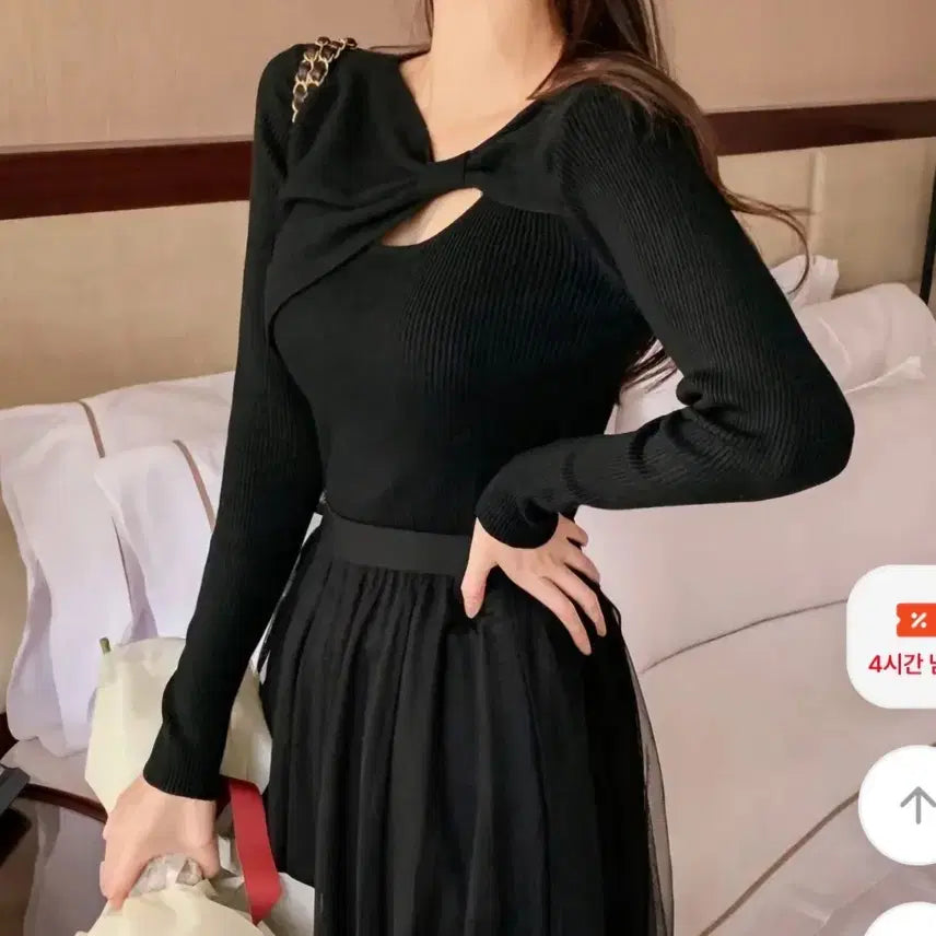 [BUNJANG] Ribbon Knit Top / 리본 골지니트 새상품