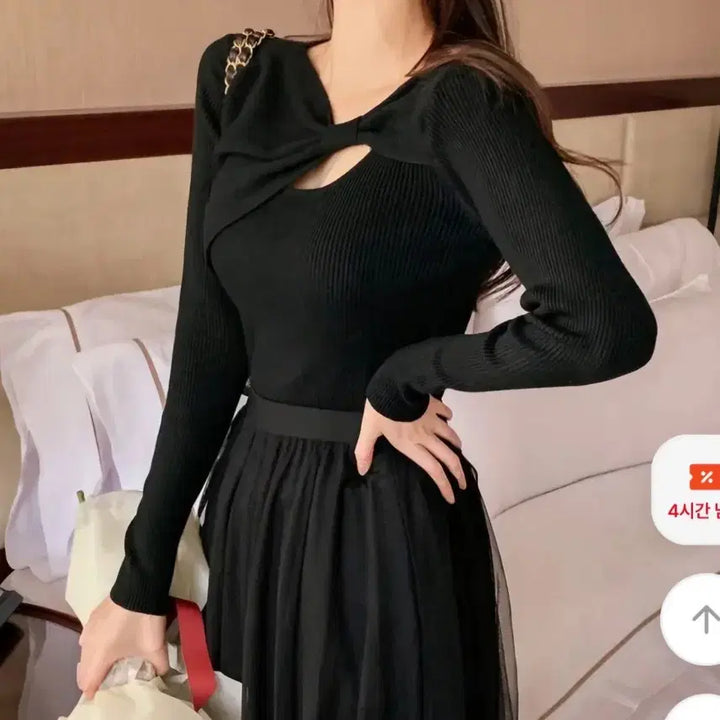 [BUNJANG] Ribbon Knit Top / 리본 골지니트 새상품