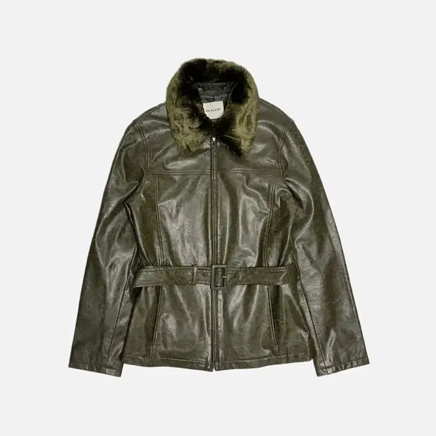 [BUNJANG] MK Klein Faux Leather Fur Jacket - Japanese Vintage / MK klein 페이크 레더 퍼 자켓 일본빈티지