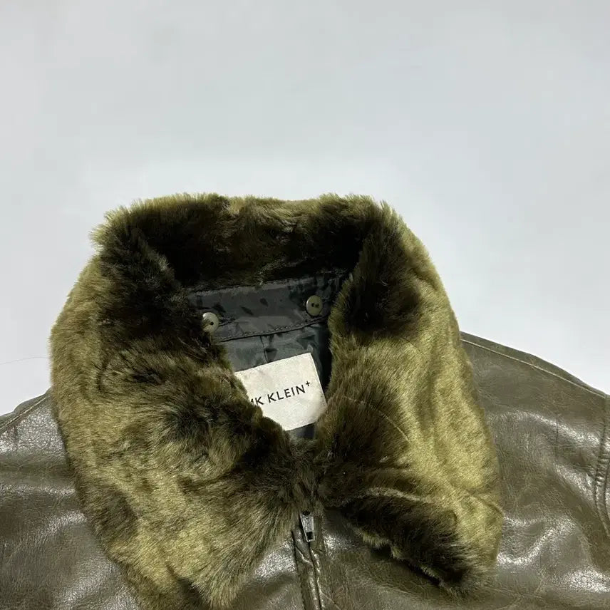 [BUNJANG] MK Klein Faux Leather Fur Jacket - Japanese Vintage / MK klein 페이크 레더 퍼 자켓 일본빈티지