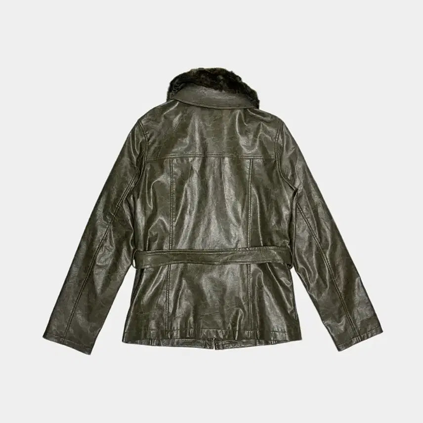[BUNJANG] MK Klein Faux Leather Fur Jacket - Japanese Vintage / MK klein 페이크 레더 퍼 자켓 일본빈티지