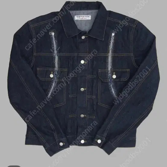 [BUNJANG] The Museum Visitor Curved Zipper Denim Jacket / 더뮤지엄비지터 커브드 지퍼 데님 자켓