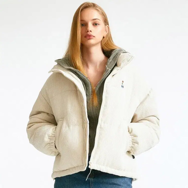 [BUNJANG] Who.A.U Steve Corduroy Short Puffer Jacket / 후아유 스티브 코듀로이 숏푸퍼 숏패딩