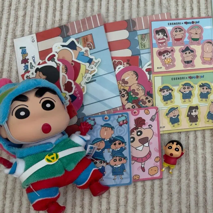 [BUNJANG] Crayon Shin-chan Doll + Sticker Bundle Set / 짱구 인형 + 스티커 굿즈 세트