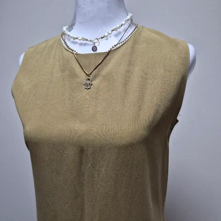 [BUNJANG] Khaki Pleated Long Dress / 카키색 플리츠 롱 원피스