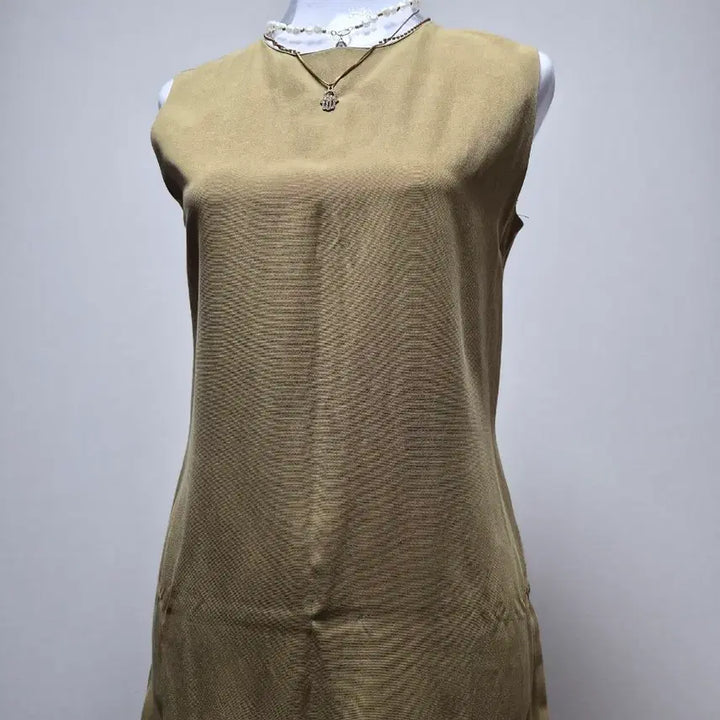 [BUNJANG] Khaki Pleated Long Dress / 카키색 플리츠 롱 원피스