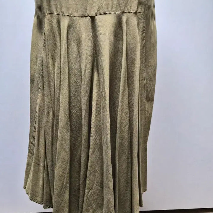 [BUNJANG] Khaki Pleated Long Dress / 카키색 플리츠 롱 원피스