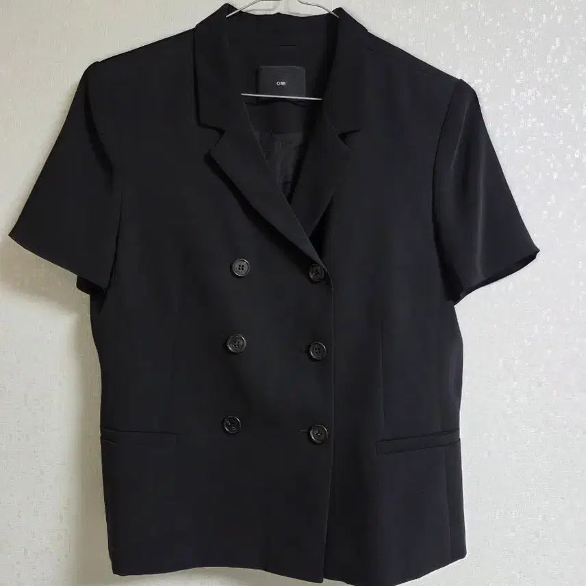 [BUNJANG] ORR Double-Breasted Short-Sleeve Jacket - Black / ORR 반팔 더블 자켓 블랙