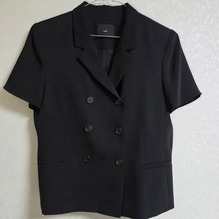 [BUNJANG] ORR Double-Breasted Short-Sleeve Jacket - Black / ORR 반팔 더블 자켓 블랙