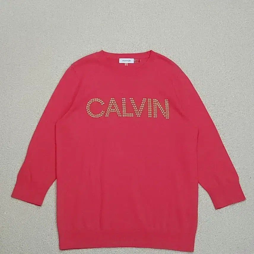 [BUNJANG] Calvin Klein Knit Top / (M)캘빈클라인 여자 7부 니트 핑크 캐주얼 K1W2230