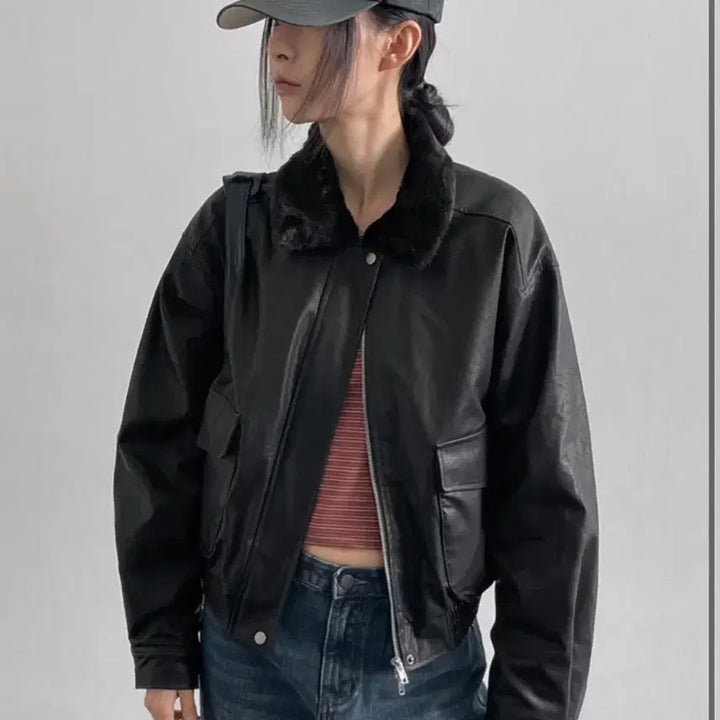 [BUNJANG] BlackUp Snug Fur Leather Jacket / 블랙업 스너그 퍼 레더 자켓 점퍼