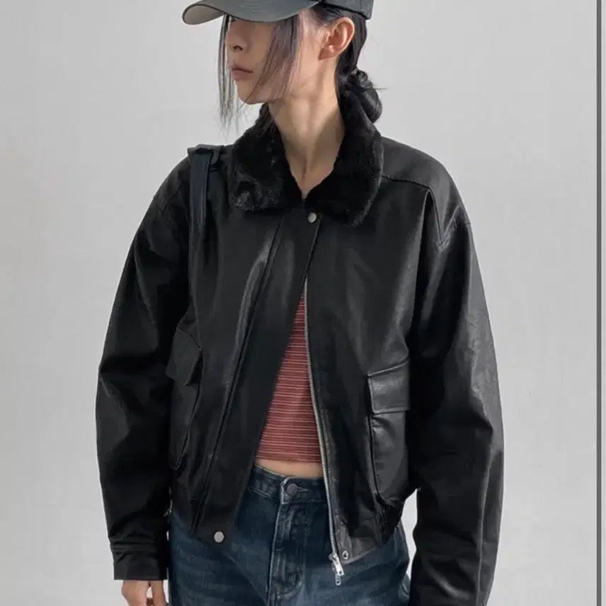 [BUNJANG] BlackUp Snug Fur Leather Jacket / 블랙업 스너그 퍼 레더 자켓 점퍼