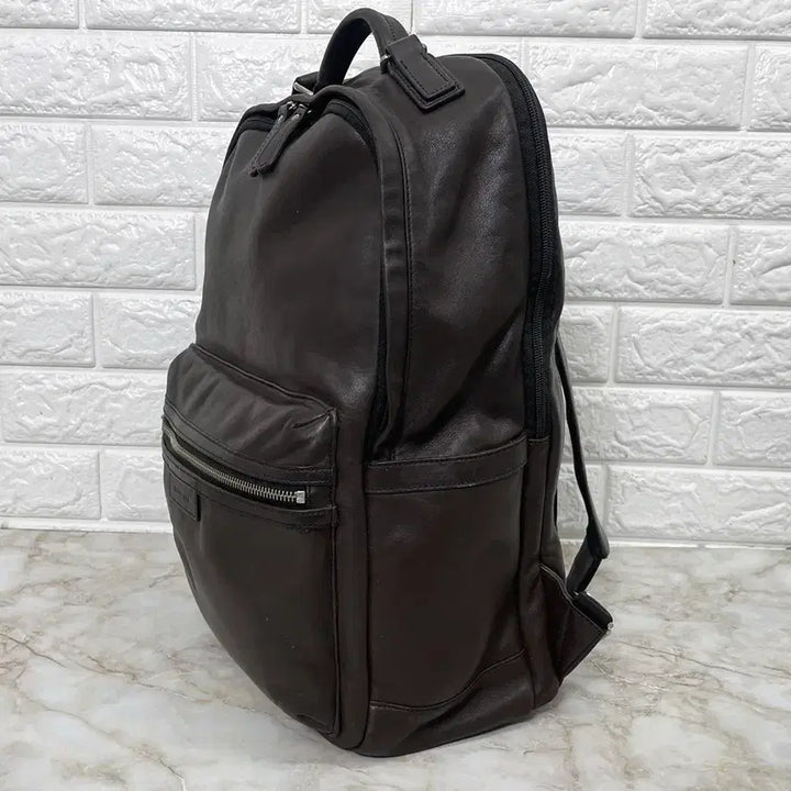 [BUNJANG] Beanpole Brown Leather Backpack / [정품] 빈폴 브라운 소가죽 백팩 남자 가방