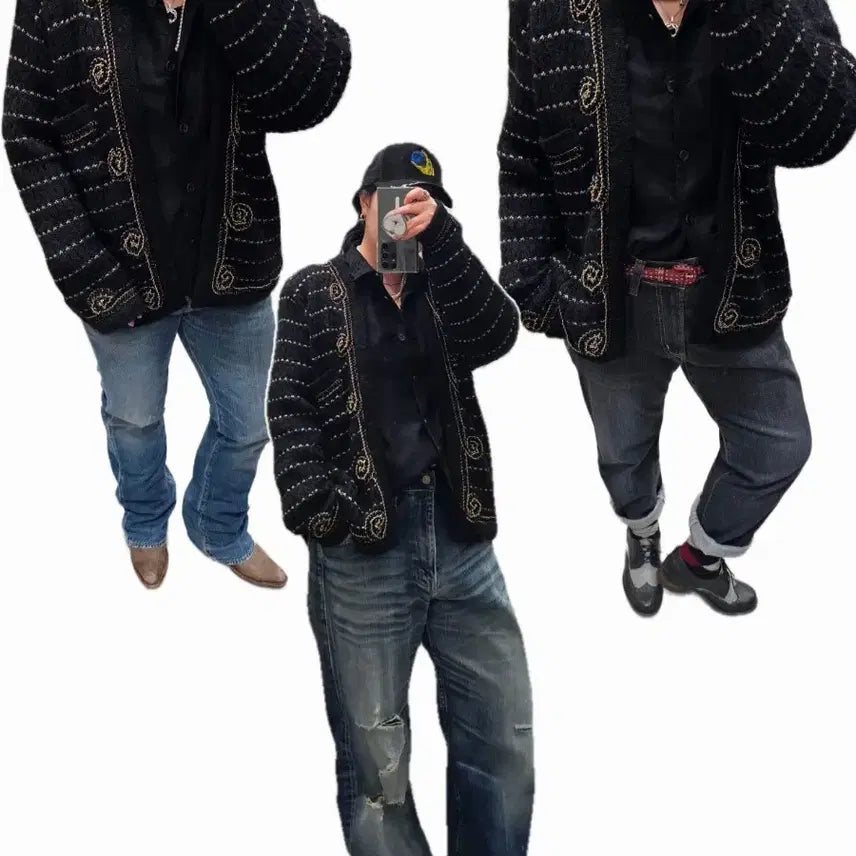 [BUNJANG] Black Gold Wool Cardigan / 샤st 블랙골드 울 가디건