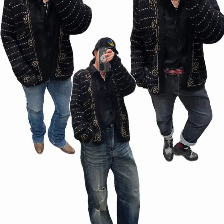 [BUNJANG] Black Gold Wool Cardigan / 샤st 블랙골드 울 가디건
