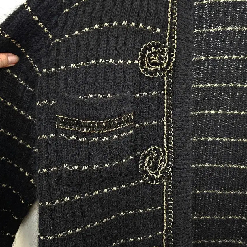 [BUNJANG] Black Gold Wool Cardigan / 샤st 블랙골드 울 가디건