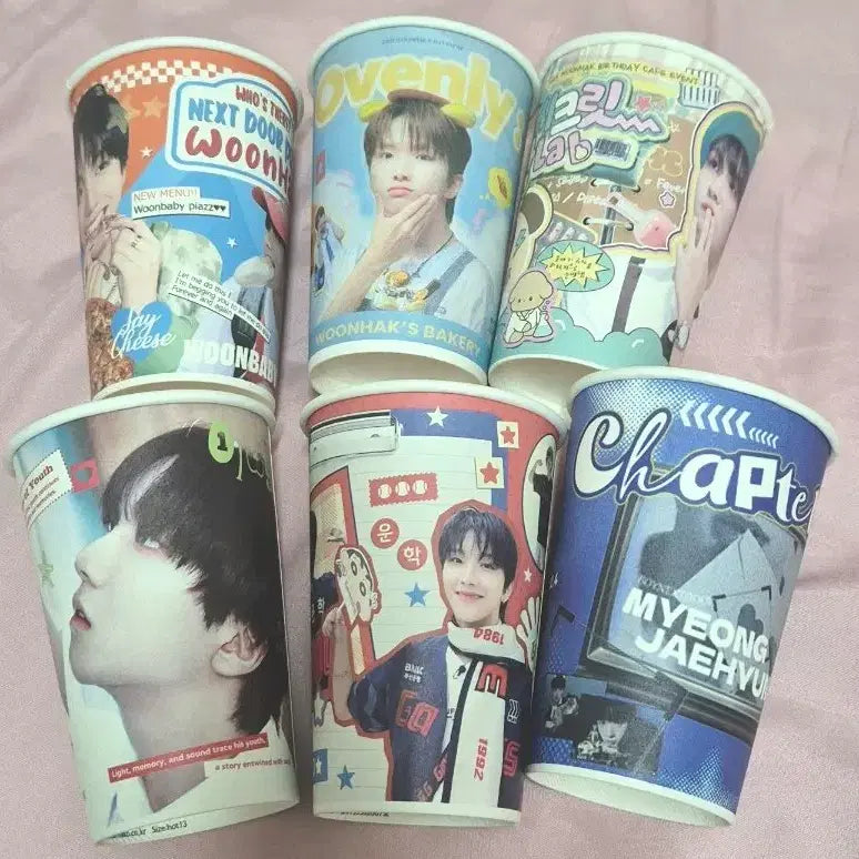 [BUNJANG] BOYNEXTDOOR Woonhak Jaehyun Birthday Cafe Cup Bundle Set / 보넥도 생일카페 생카 컵 일괄 운학 명재현 재현