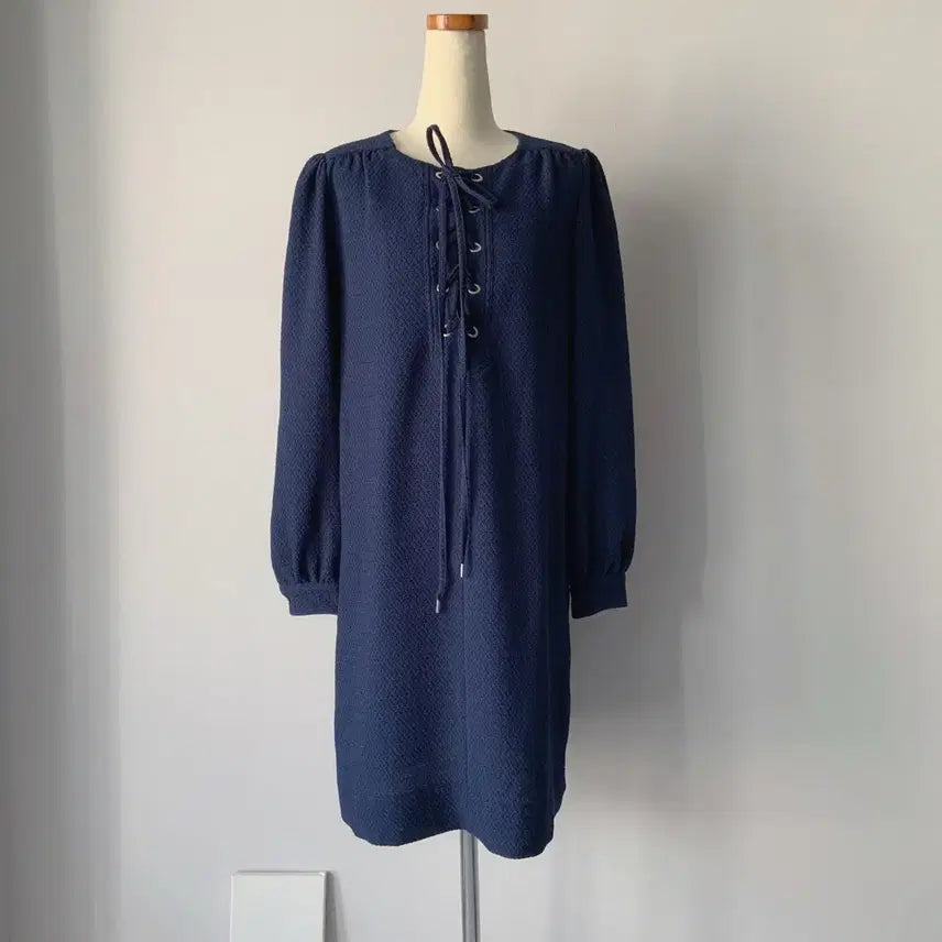 [BUNJANG] See By Chloé Navy Textured Drawstring Midi Dress / 55 씨바이끌로에 원피스 네이비 텍스쳐 드로우스트링
