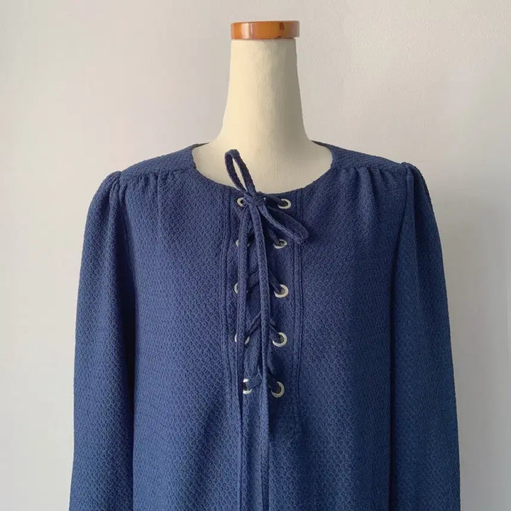 [BUNJANG] See By Chloé Navy Textured Drawstring Midi Dress / 55 씨바이끌로에 원피스 네이비 텍스쳐 드로우스트링