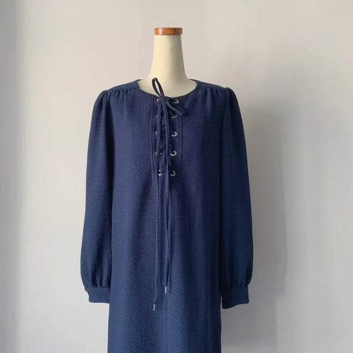 [BUNJANG] See By Chloé Navy Textured Drawstring Midi Dress / 55 씨바이끌로에 원피스 네이비 텍스쳐 드로우스트링