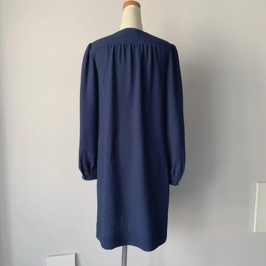 [BUNJANG] See By Chloé Navy Textured Drawstring Midi Dress / 55 씨바이끌로에 원피스 네이비 텍스쳐 드로우스트링