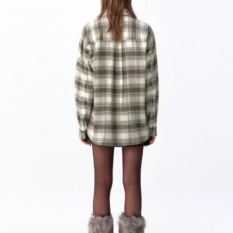 [BUNJANG] AVIE MUAH Checkered Shirt (Green) / 아비에무아 체크 셔츠 (그린)