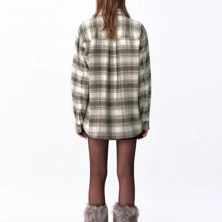 [BUNJANG] AVIE MUAH Checkered Shirt (Green) / 아비에무아 체크 셔츠 (그린)