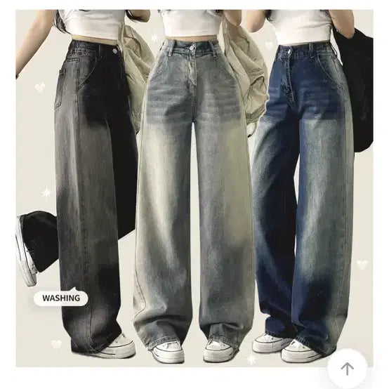 [BUNJANG] Withehuirin Vintage Washed Wide Denim Pants / 에이블리 위드후이린 빈티지 워싱 와이드 데님 팬츠