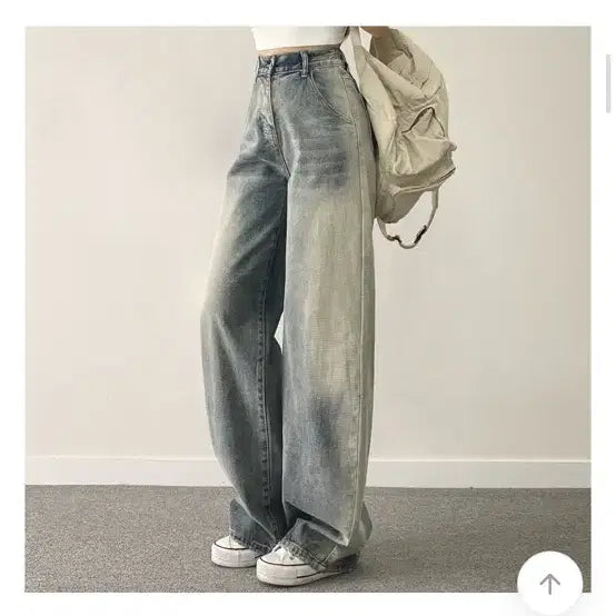 [BUNJANG] Withehuirin Vintage Washed Wide Denim Pants / 에이블리 위드후이린 빈티지 워싱 와이드 데님 팬츠