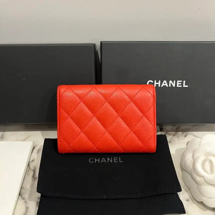[BUNJANG] Chanel Classic Caviar Card Wallet / [정품인증O]샤넬 클래식 똑딱이 캐비어 카드지갑 레드 금장