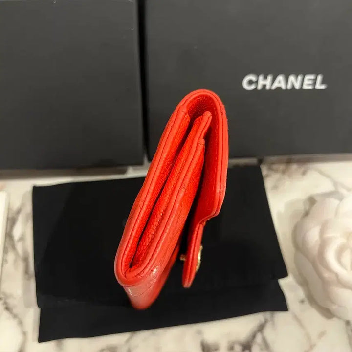 [BUNJANG] Chanel Classic Caviar Card Wallet / [정품인증O]샤넬 클래식 똑딱이 캐비어 카드지갑 레드 금장