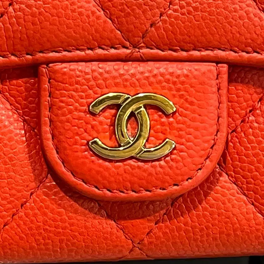 [BUNJANG] Chanel Classic Caviar Card Wallet / [정품인증O]샤넬 클래식 똑딱이 캐비어 카드지갑 레드 금장