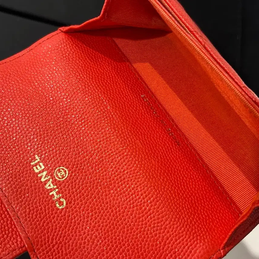 [BUNJANG] Chanel Classic Caviar Card Wallet / [정품인증O]샤넬 클래식 똑딱이 캐비어 카드지갑 레드 금장