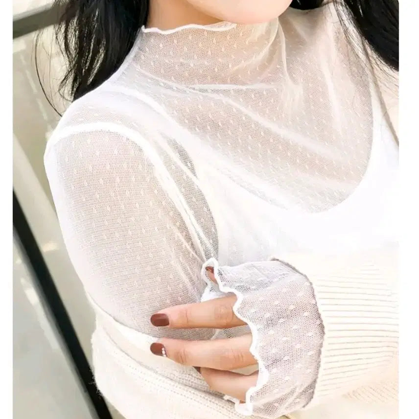 [BUNJANG] Sheer Mesh Blouse Set / [새상품] 2장 일괄 시스루 망사 블라우스 티셔츠 2개 세트