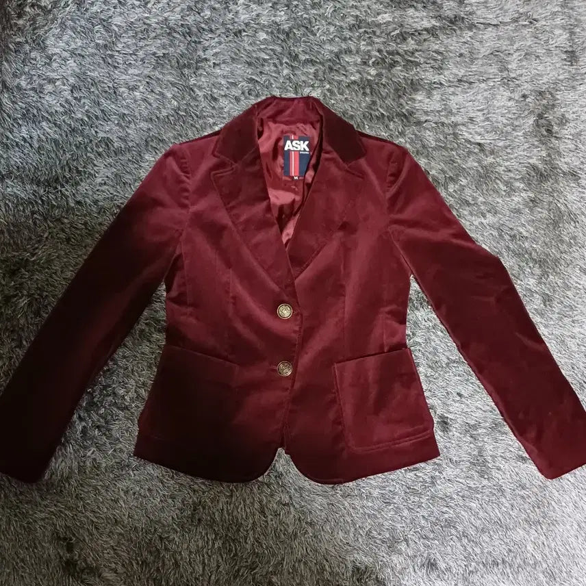 [BUNJANG] ASK Velvet Jacket Burgundy / ASK 에스크 여성 벨벳 자켓 버건디 90(M)