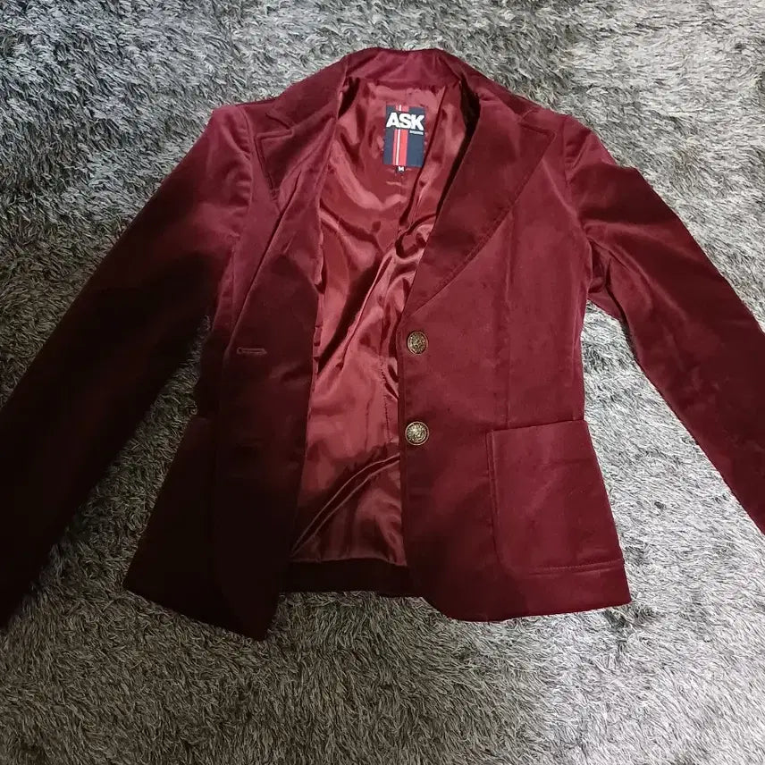 [BUNJANG] ASK Velvet Jacket Burgundy / ASK 에스크 여성 벨벳 자켓 버건디 90(M)
